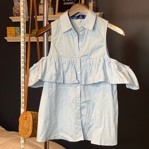 🦋 Blue Rain Baby Blue Ruffle Blouse 🦋